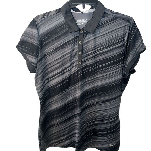Nike Golf Polo Shirt Womens Sz L Tour Performance Short Sleeve Black Dri-Fit - Picture 1 of 8